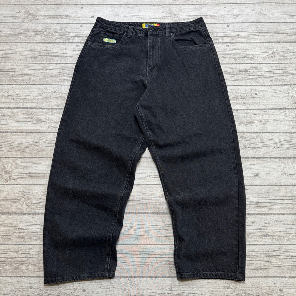 Empyre Jeans Men's 34 Black Denim Baggy Fit Wide Leg High Rise Skater Streetwear
